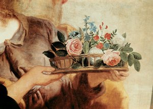 Vor Frue af rosenkransen, detalje af kurven med blomster